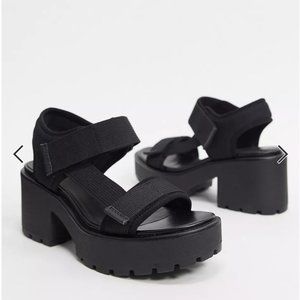 Vagabond Dioon sandal black textile Sz 40 chunky Y2K